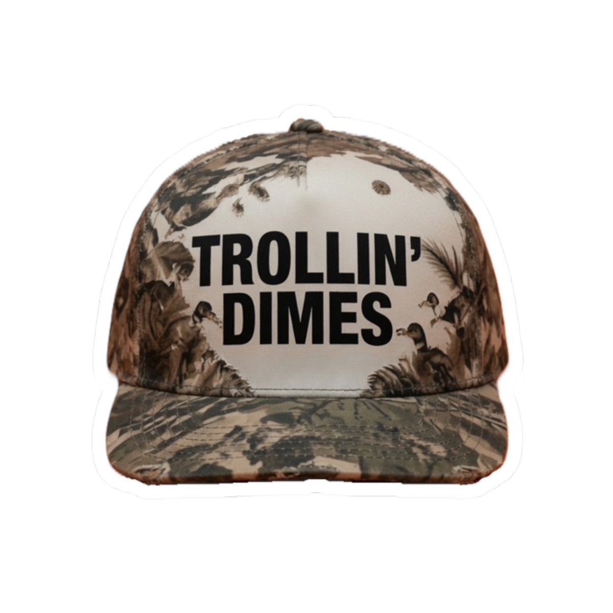 Trollin' Dimes Camo Hat Sticker — Kiss-Cut Vinyl Decal