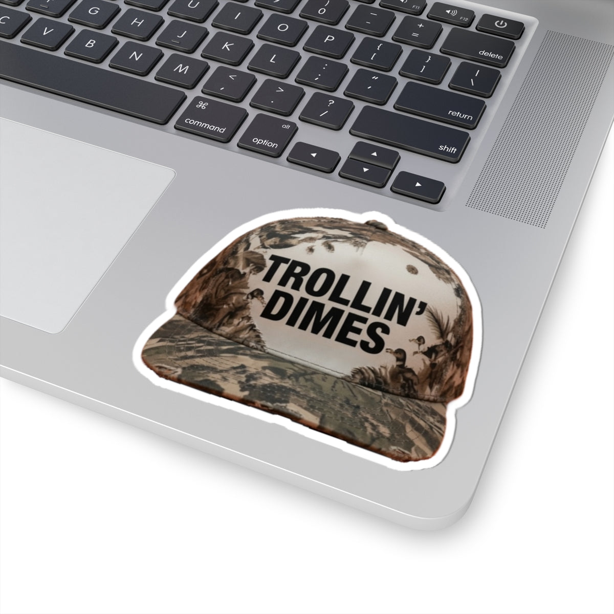 Trollin' Dimes Camo Hat Sticker — Kiss-Cut Vinyl Decal