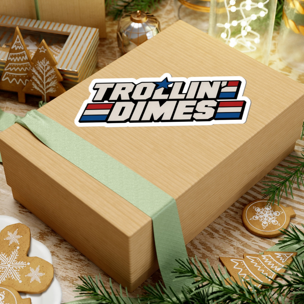 Trollin' Dimes Sticker — Retro Patriotic Laptop Decal