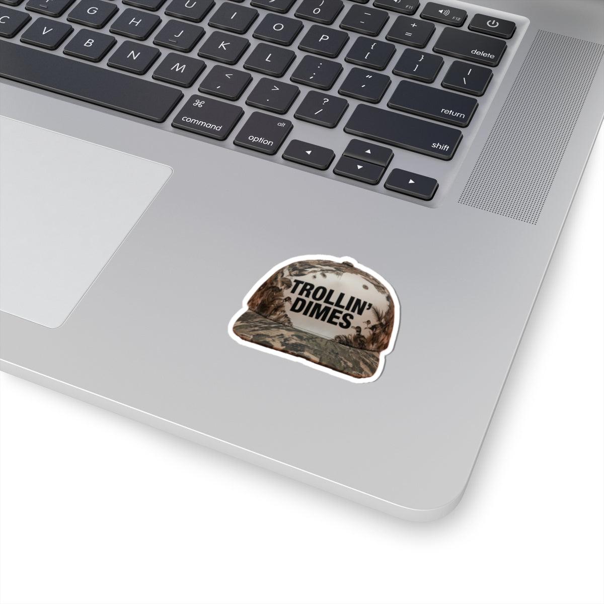 Trollin' Dimes Camo Hat Sticker — Kiss-Cut Vinyl Decal