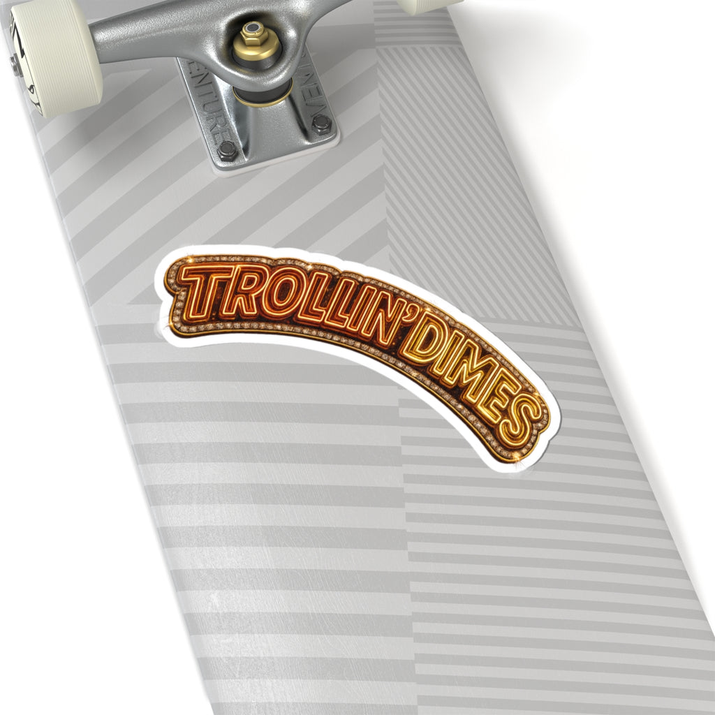 Sticker — Retro Neon "Trollin' Dimes" Kiss-Cut Decal