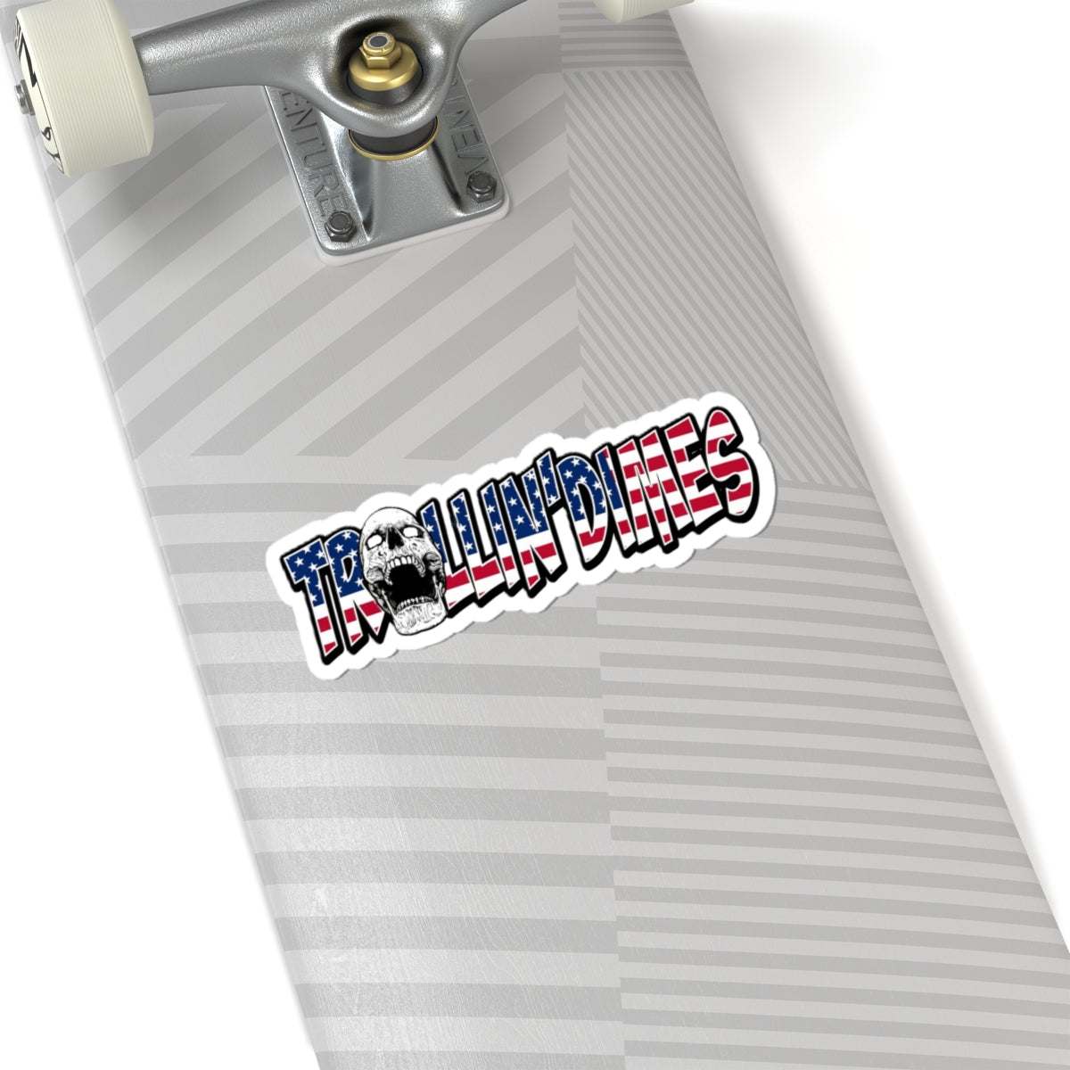Trollin' Dimes American Flag Skull Sticker — Patriotic Humor Kiss-Cut Decal for Laptops, Water Bottles & Gear