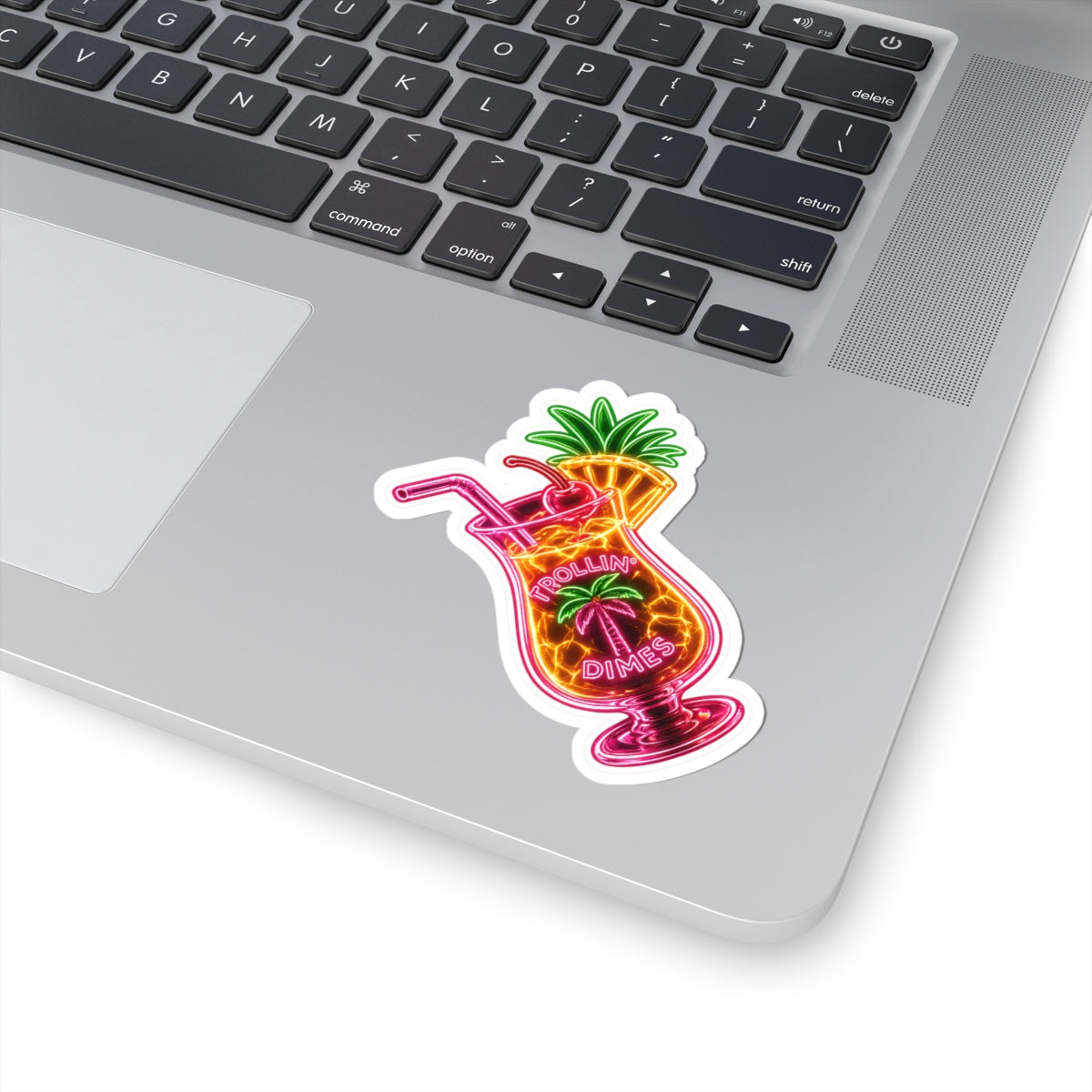 Neon Pineapple Cocktail Sticker — 'Trollin' Dimes' Kiss-Cut Vinyl