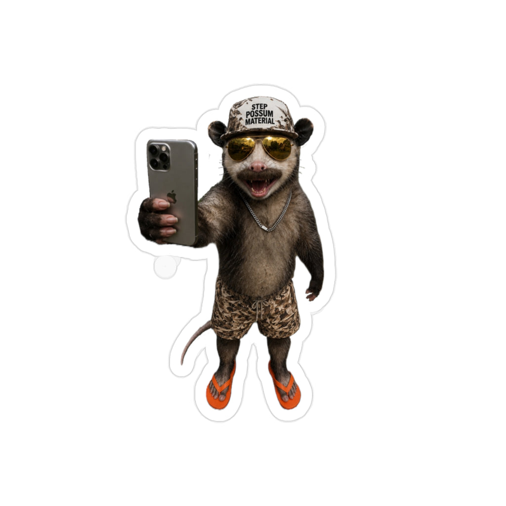 Possum Selfie Die-Cut Outdoor Sticker — Transparent Weatherproof Sticker