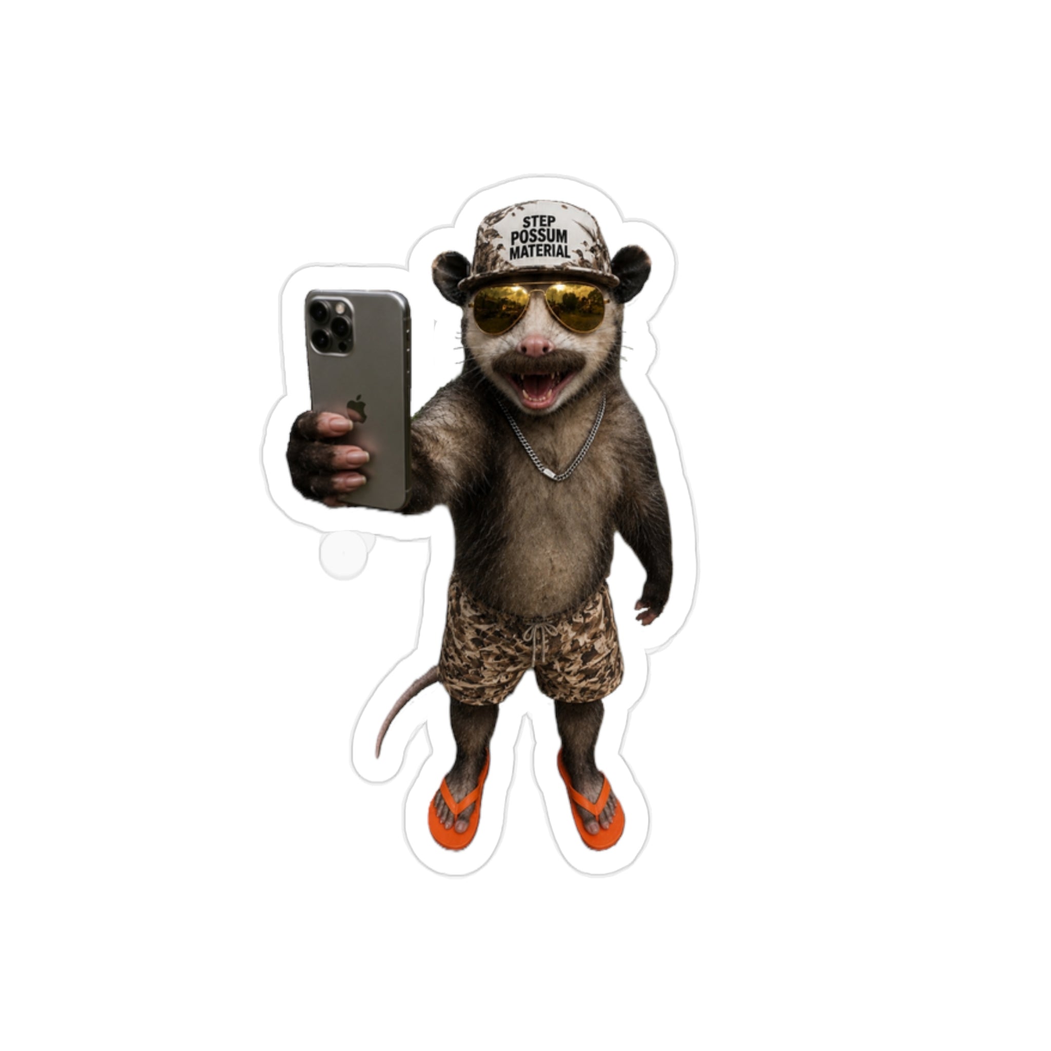Possum Selfie Die-Cut Outdoor Sticker — Transparent Weatherproof Sticker