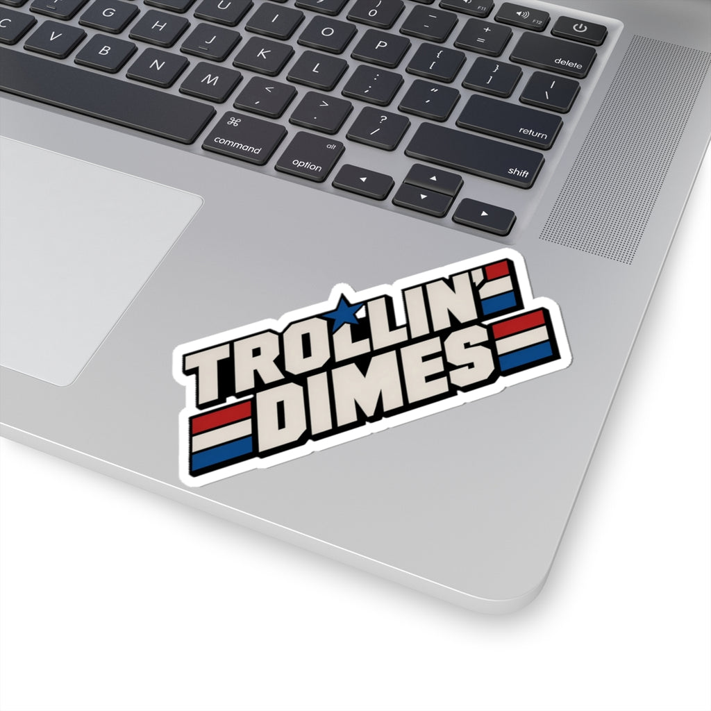 Trollin' Dimes Sticker — Retro Patriotic Laptop Decal