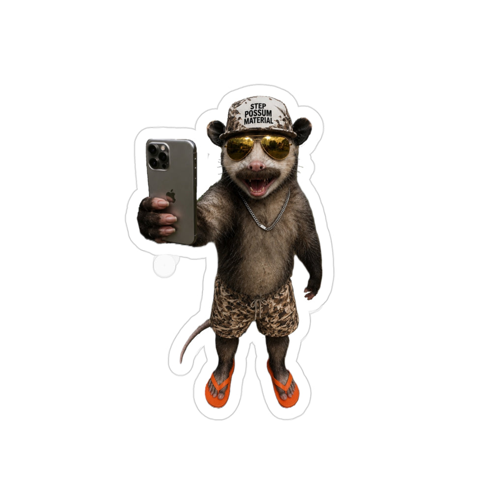 Possum Selfie Die-Cut Outdoor Sticker — Transparent Weatherproof Sticker