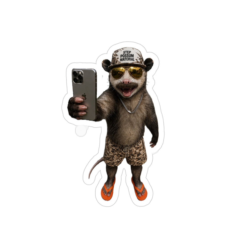 Possum Selfie Die-Cut Outdoor Sticker — Transparent Weatherproof Sticker