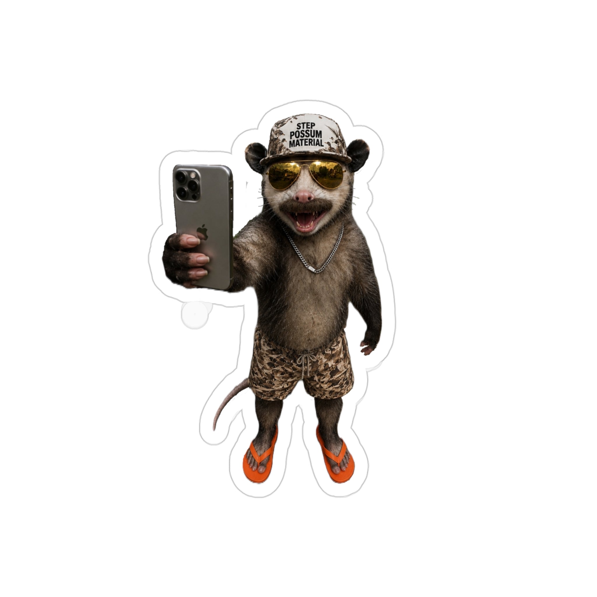 Possum Selfie Die-Cut Outdoor Sticker — Transparent Weatherproof Sticker