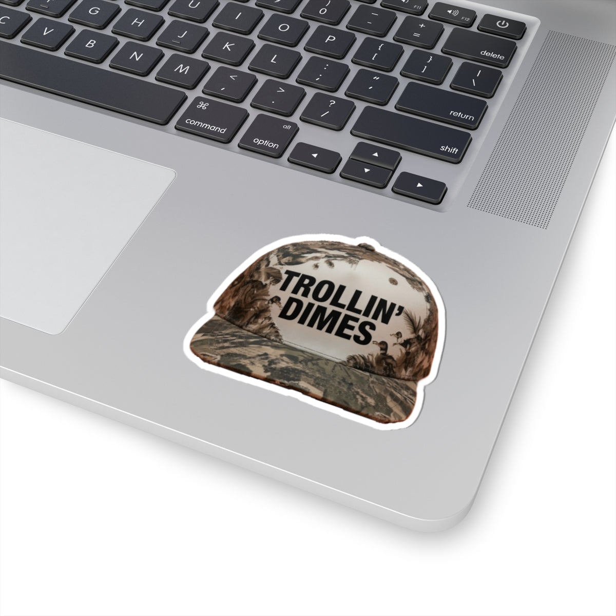 Trollin' Dimes Camo Hat Sticker — Kiss-Cut Vinyl Decal