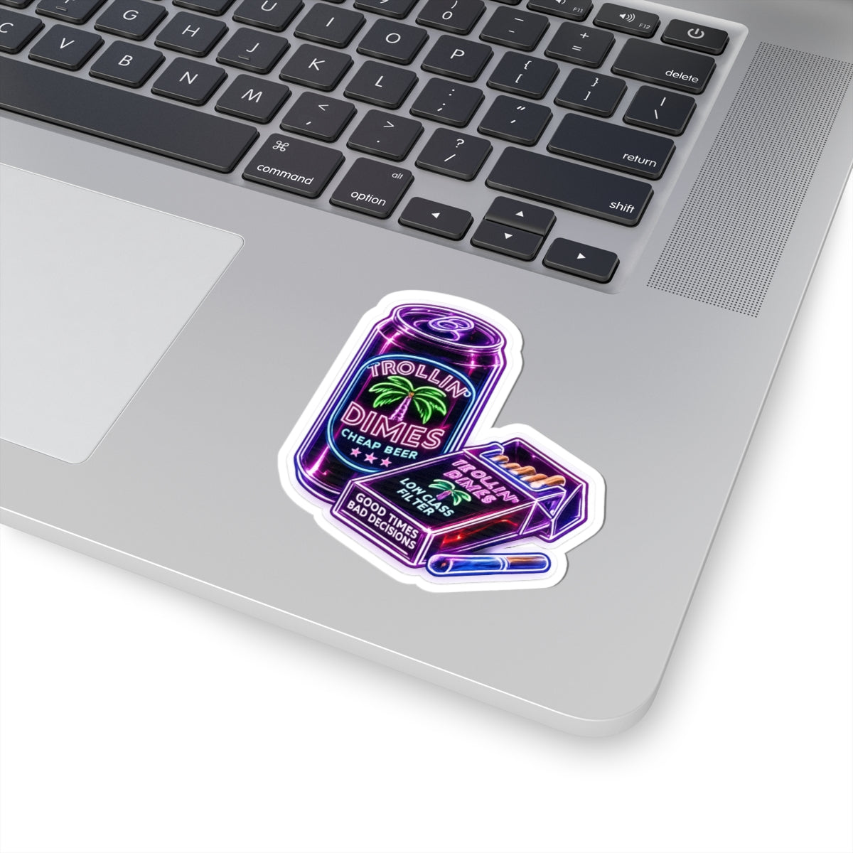 Kiss-Cut Stickers - Neon 'Trollin' Dimes' Beer & Cigarette Pack Sticker Set
