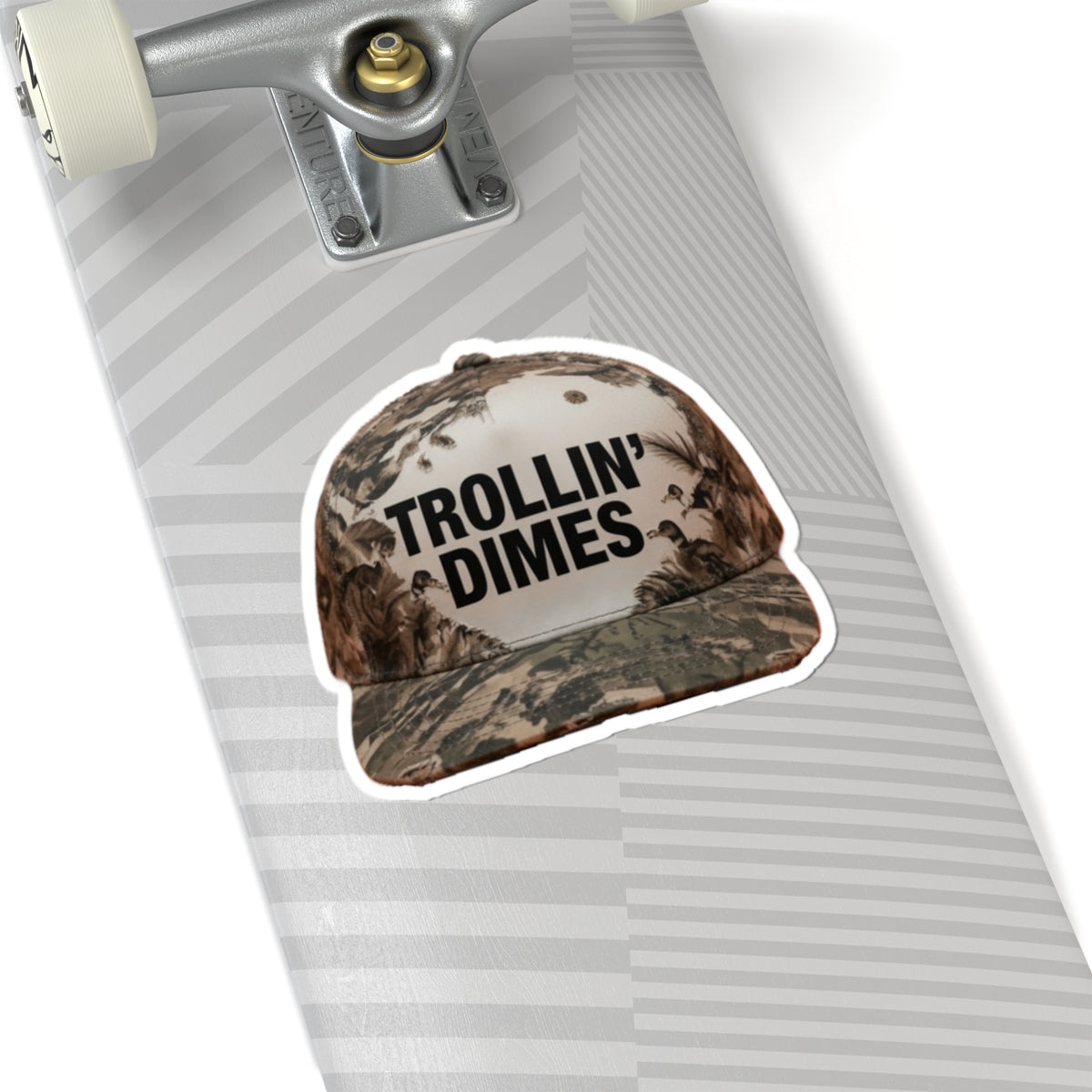 Trollin' Dimes Camo Hat Sticker — Kiss-Cut Vinyl Decal